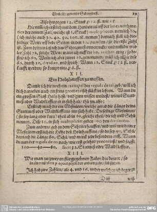 XII. Ein Holtzhauffen zu messen.