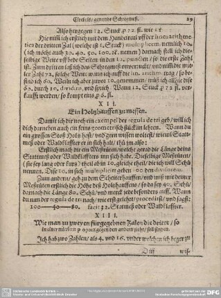 XII. Ein Holtzhauffen zu messen.