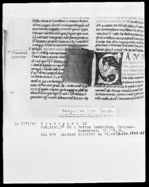 Petrus Lombardus, Commentarius in Psalmos — Initiale S (alvum), Folio 87verso