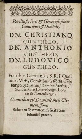 [...] Dn. Christiano Güntero, Dn. Anthonio Günthero, Dn. Ludovico Günthero [..]
