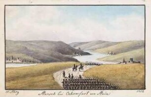 'Marsch bei Ochsenfurt am Main' Aquarell