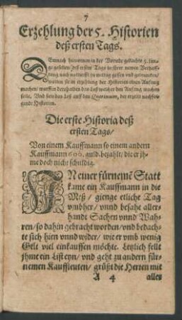 Erzehlung der 5. Historien deß ersten Tags.
