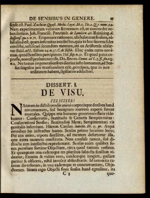 Dissert. I. De Visu