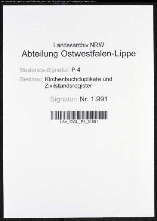 Kirchenbuchduplikat der evangelischen Jacobi-Gemeinde Lippstadt (GHT 1819-1820). (Gemeinde: Lippstadt, evangelische Jacobi-Gemeinde)