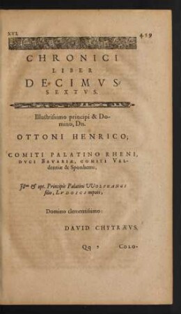 Chronici Liber Decimussextus.
