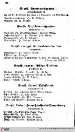 Großh. Bauinspectionen und Verwaltungen