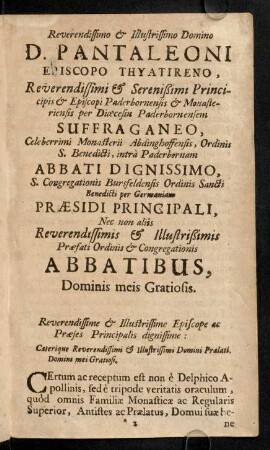2r-3r, Reverendissimo et Illustrissimo Domino ...