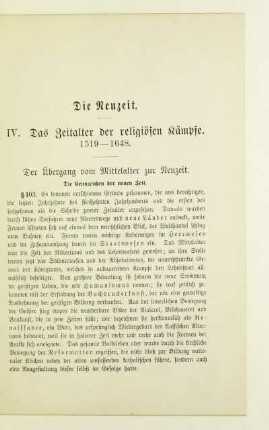 IV. Das Zeitalter der religiösen Kämpfe. 1519-1648