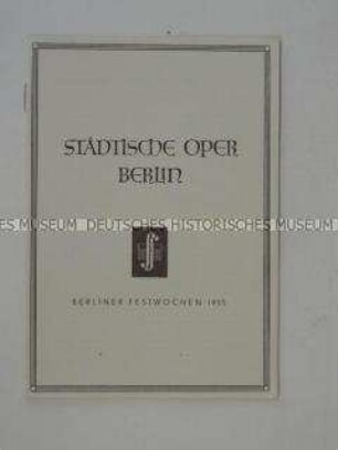 Programm der "Städtischen Oper Berlin" zur Aufführung von "Tristan und Isolde" von Richard Wagner im Rahmen der Berliner Festwochen 1955