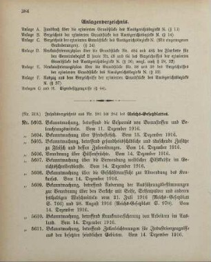 Nr. 319: Inhaltsverzeichnis aus Nr. 281 bis 284 des Reichs-Gesetzblattes