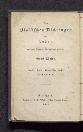 Theil 2 = Dramatische Poesie: Sakuntala : ein indisches Schauspiel