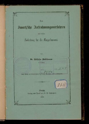 Das Swartz'sche Aufrahmungsverfahren und dessen Bedeutung für die Magersennerei