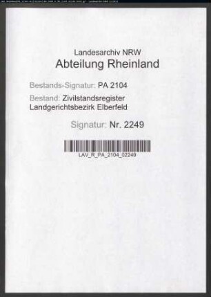 Sterberegister Heiligenhaus