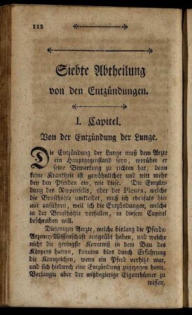 Siebte Abtheilung von den Entzündungen. - Achte Abtheilung vom Koller der Pferde.