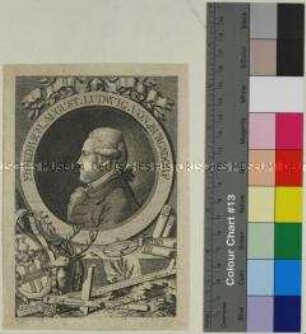 Profilbildnis des Forstwirts und Botanikers Friedrich August Ludwig von Burgsdorf mit allegorischem Beiwerk
