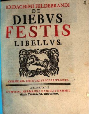De diebus festis libellus