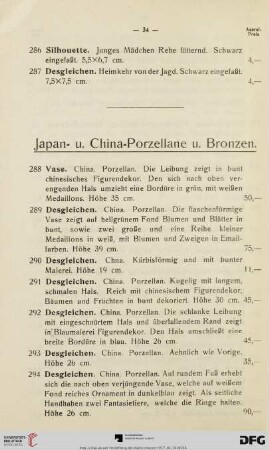 Japan- u. China-Porzellane u. Bronzen (Nr. 288-328)