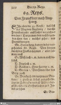 89. Reys. Von Franckfurt nach Augspurg