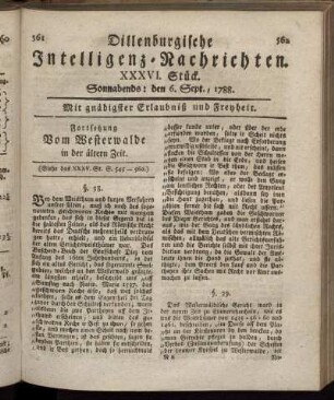 XXXVI. Stück. Sonnabends : den 6. Sept., 1788.