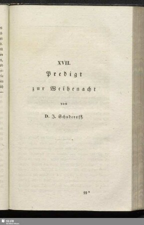 XVII. Predigt zur Weihenacht
