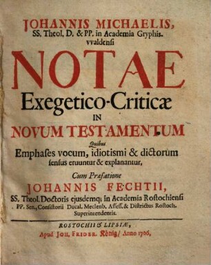 Notae exegetico-criticae in Novum Testamentum