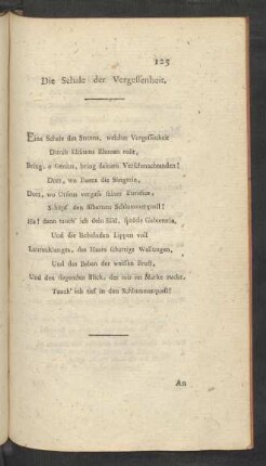 Die Schale der Vergessenheit.