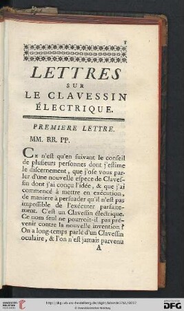 Lettres sur le Clavessin électrique