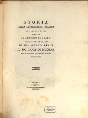 Storia della letteratura Italiana nel secolo XVIII, 4