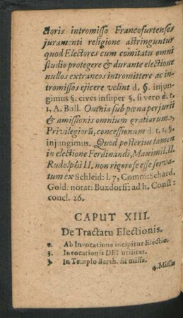 Caput XIII. De Tractatu Electionis.