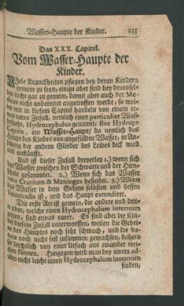 Das XXX. Capitel. Vom Wasser-Haupte der Kinder