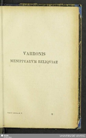 Varronis menippearvm reliqviae