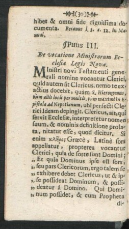 §phus III. De vocatione Ministrorum Eclesiae Legis Novae