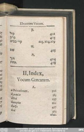 II. Index, Vocum Graecarum.