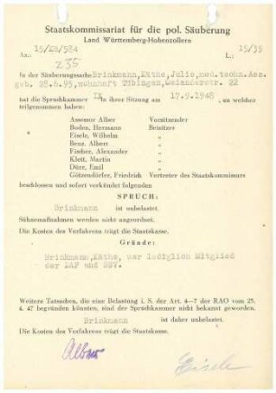 Brinkmann, Käthe Julie