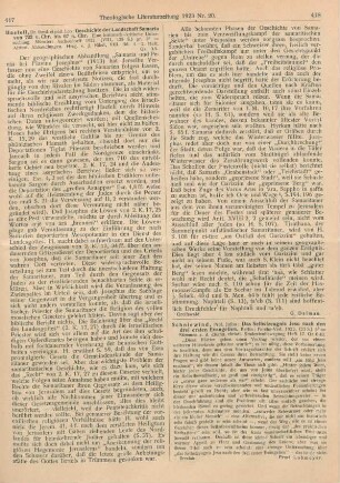 417-418 [Rezension] Haefeli, Leo, Geschichte der Landschaft Samaria von 722 v. Chr. bis 67 n. Chr