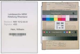 Entnazifizierung Wilhelm Hein , geb. 27.01.1900 (Verw.Beamter)