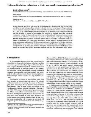 Interarticulator cohesion within coronal consonant production