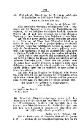 Maßgebende Grundsätze bei Besetzung erledigter Lehrerstellen an städtischen Volksschulen : [E. Oeffentliches Volksschulwesen]