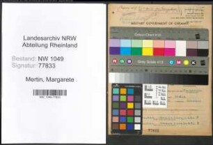 Entnazifizierung Margarete Mertin , geb. 11.10.1916 (Postassistentin)