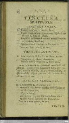 Tincturae Spirituosae