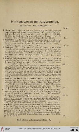 Kunstgewerbe im Allgemeinen (Nr. 1 - 157)