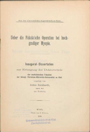 Ueber die Fukala'sche Operation bei hochgradiger Myopie