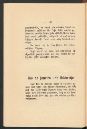 Rio de Janeiro und Rückreise.