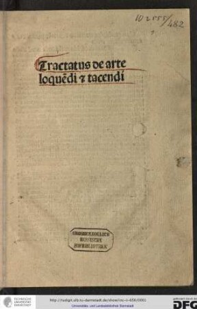Tractatus de arte loquendi et tacendi.