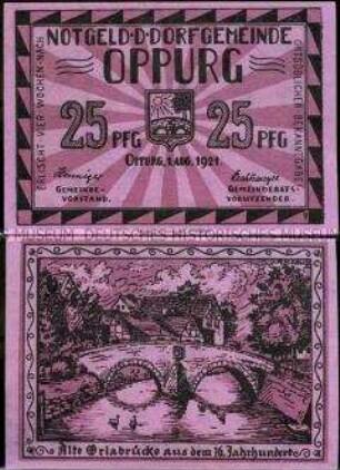 Oppurg 25 Pfennig, Notgeldserie