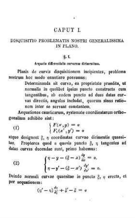 CAPUT I. - DISQUISITIO PROBLEMATIS NOSTRI GENERALISSEMA IN PLANO: