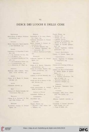 VI. Indice dei luoghi e delle cose