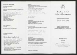 Briefe, Geburtsurkunde : Programmheft: Besuch aus dem Exil, Musiker und Choreographen, 12.-15. Oktober 1989