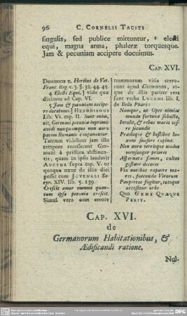Cap. XVI. de Germanorum Habitationibus, & Aedificandi ratione