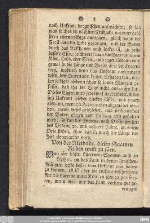 Von der Methode, diesen Samen Reihen weise zu säen.